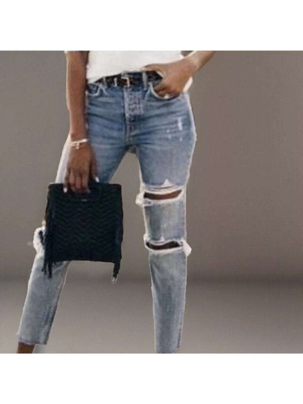 GRLFRND Karolina High Rise Slim Jeans in A Little More Love sz 28 Distressed